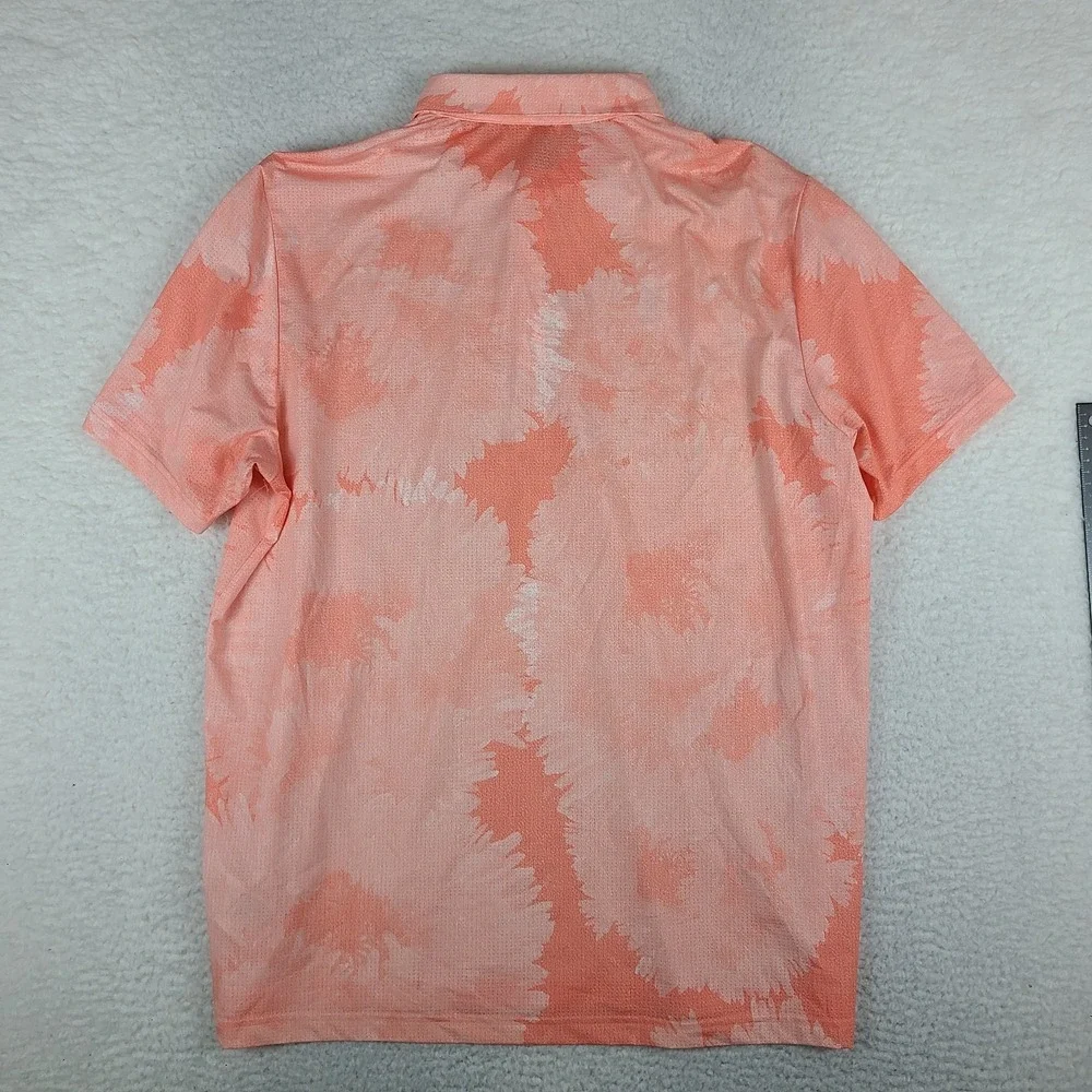 Adidas Polo Shirt Mens XL Orange Floral Breathable Performance Golf Short Sleeve